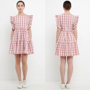 English Factory Gingham Mini Dress